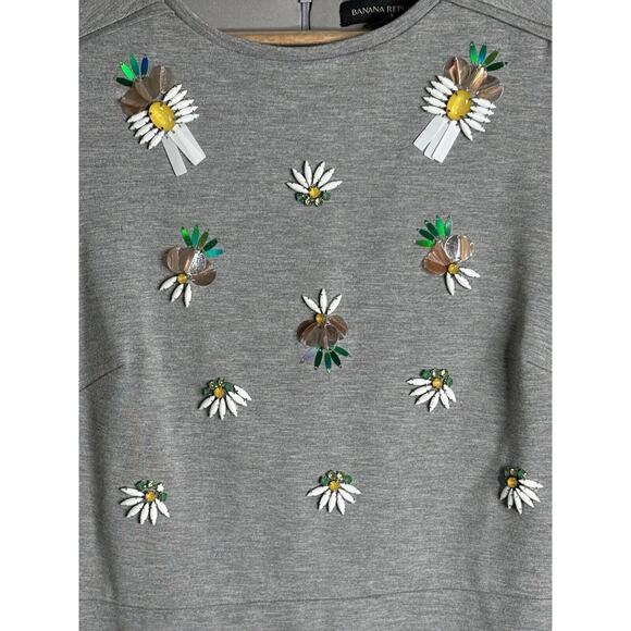 Banana Republic Sleeveless Sheath Dress Pineapple Sequin Size 2 Gray EUC - Picture 4 of 12